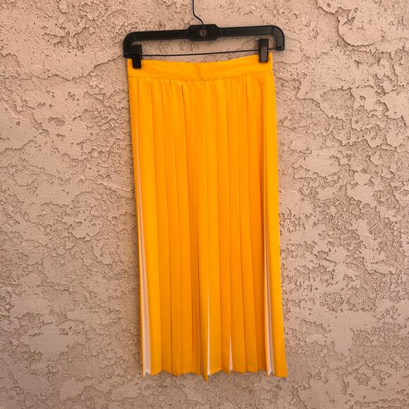 VTG Liz Claiborne Yellow Stripe Pleated Midi Skirt Size 4 - Picture 4 of 5